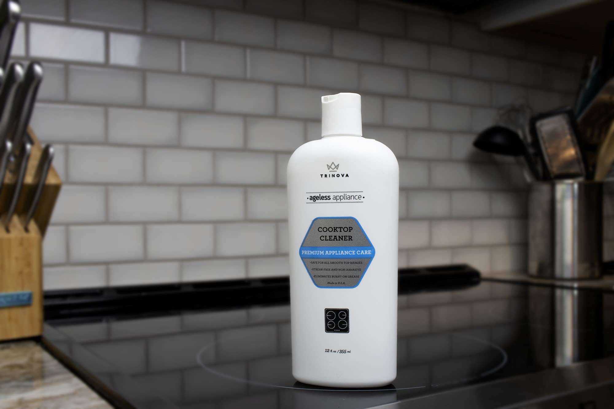 TriNova Premium Cooktop Cleaner and Scrubbing Pads. Best Cleaning Kit for Smooth Top Ranges & Stoves of Glass, Ceramic. Non-Abrasive and Scratch Free