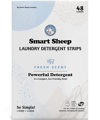 Smart Sheep Laundry Strips - 48 Loads - Detergent Strips for Sensitive Skin - Eco Friendly & Plastic Free - Perfect for Home, Travel & Camping - Fresh