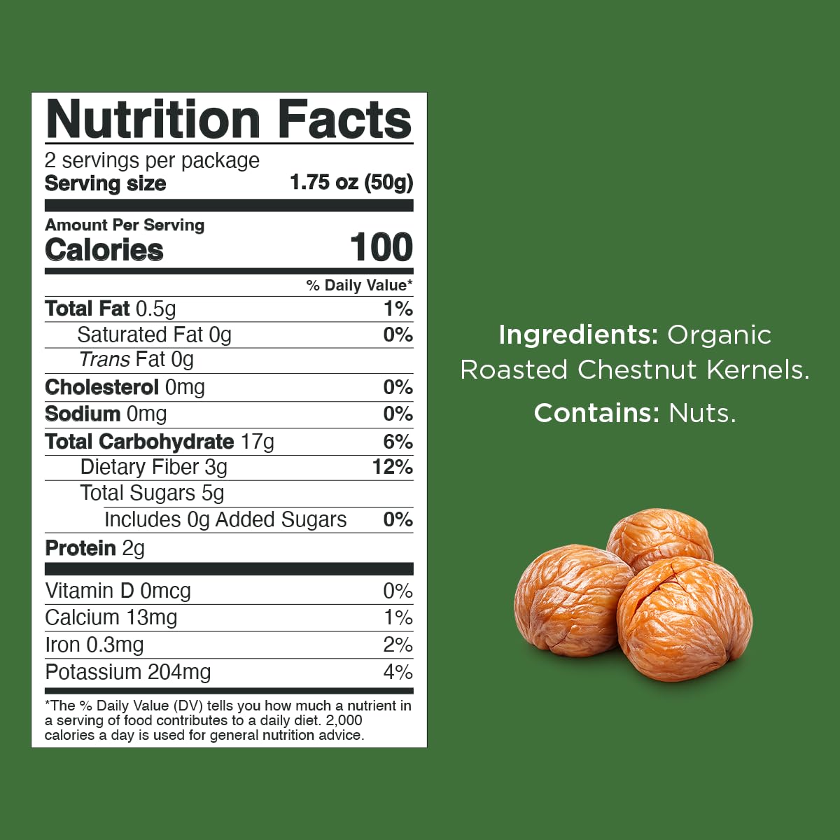 Galil Organic Roasted Chestnuts Pack of 6 Shelled & Ready to Eat Chestnuts - Gluten Free, Vegan, Organic, Non-GMO, Kosher Snacks - Great for Baking