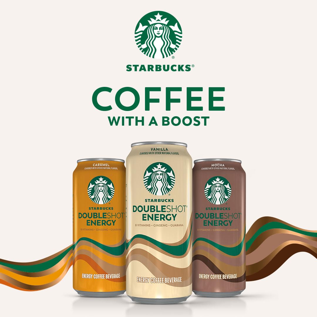 Starbucks Doubleshot Energy Drink Coffee Beverage, Caramel, Iced Coffee, 15 fl oz Cans (12 Pack)