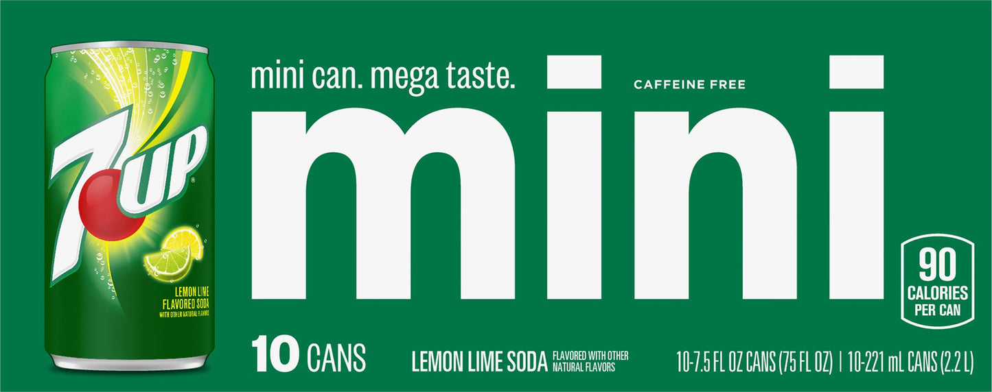 7-UP, 7-UP Mini Lemon Lime Soda, 7.5 Ounce