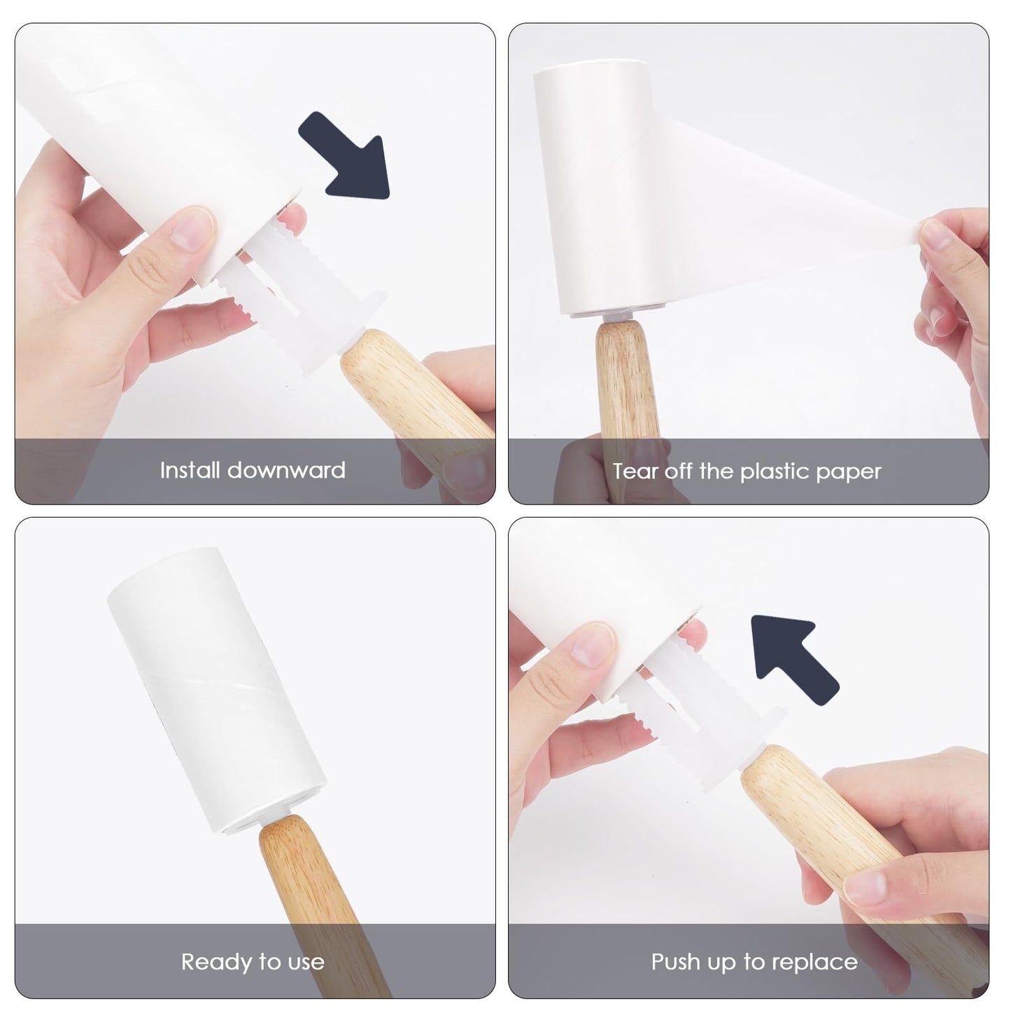 Adorila 2 Pack Lint Rollers for Pet Hair, 240 Sheets Pet Hair Remover for Clothes, Portable Lint Remover Brush with Wooden Handle