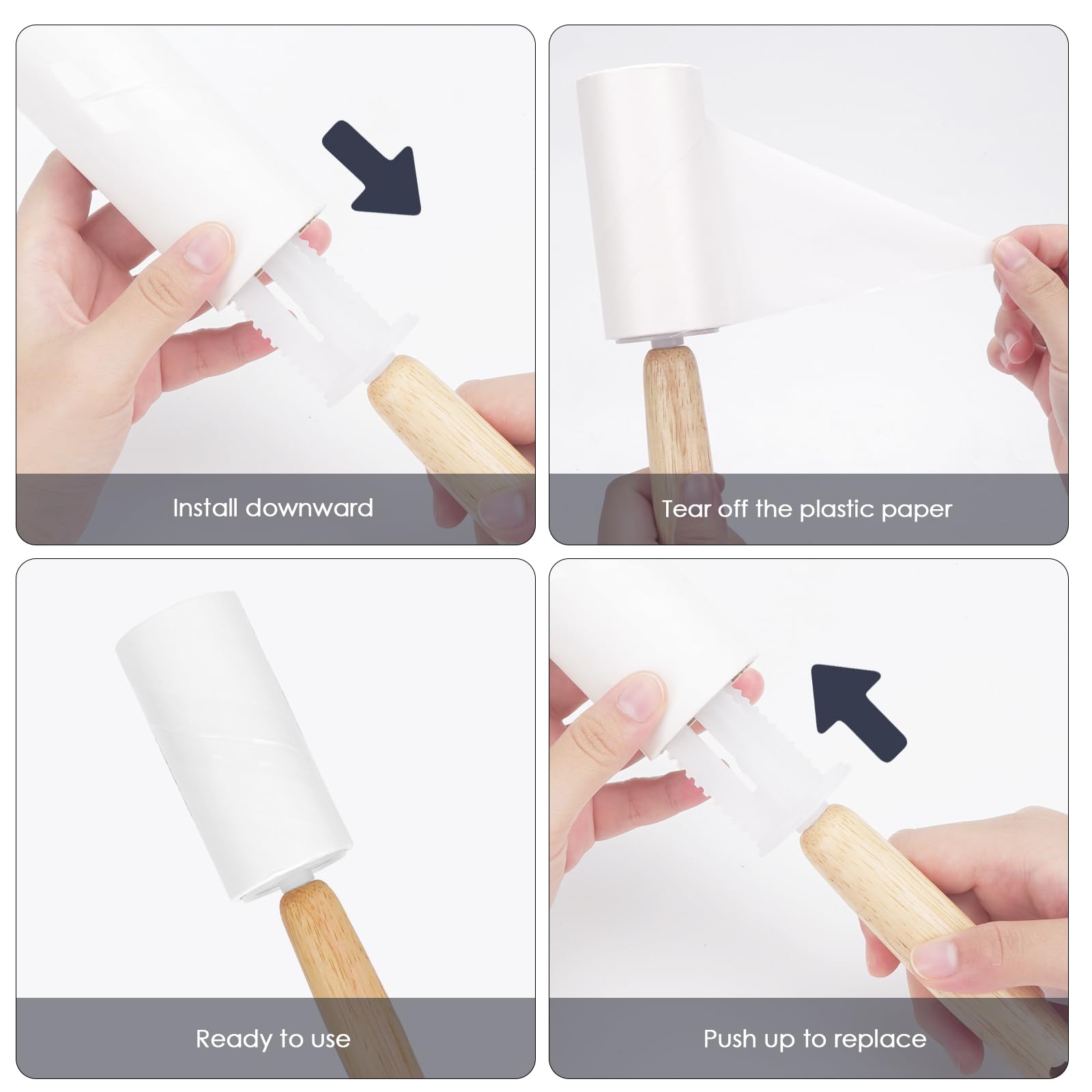 Adorila 2 Pack Lint Rollers for Pet Hair, 240 Sheets Pet Hair Remover for Clothes, Portable Lint Remover Brush with Wooden Handle
