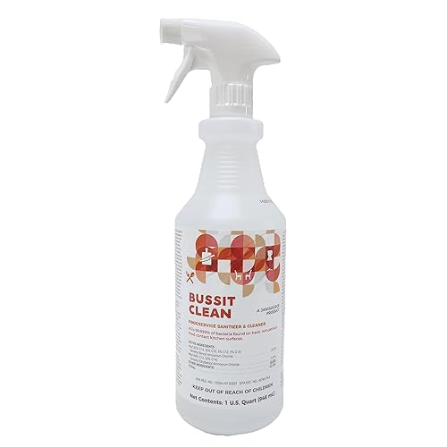 Jani-Source Bussit Clean Foodservice Surface Sanitizer & Cleaner, Spray and Wipe, Kills 99.9% of Kitchen Bacteria, 1 Quart (Each)