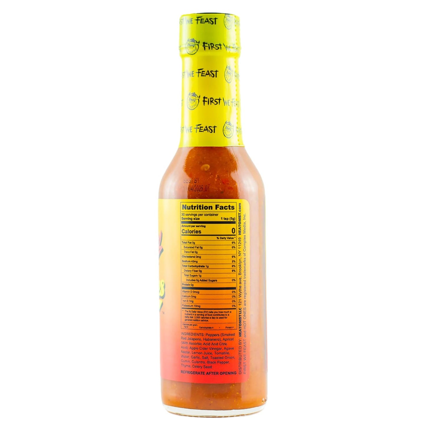 Hot Ones Los Calientes Rojo Hot Sauce Made With Natural Ingredients & Spicy Flavors From Smoked Red Jalapeno, Habenaro & Apricot, 5 fl oz Bottle
