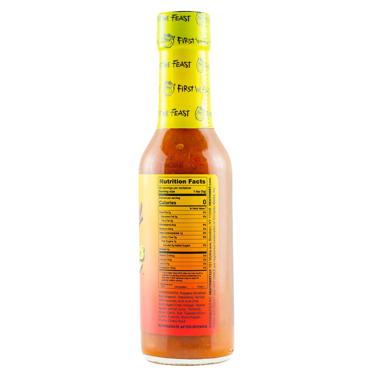 Hot Ones Los Calientes Rojo Hot Sauce Made With Natural Ingredients & Spicy Flavors From Smoked Red Jalapeno, Habenaro & Apricot, 5 fl oz Bottle
