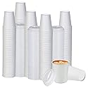 Smygoods White Disposable Paper Coffee Cups with Lids (8 OZ, 100 Count) For Hot Beverages, Tea, Espresso, Cocoa - To Go Drink Containers, Café
