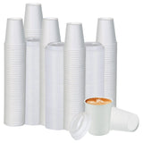 Smygoods White Disposable Paper Coffee Cups with Lids (8 OZ, 100 Count) For Hot Beverages, Tea, Espresso, Cocoa - To Go Drink Containers, Café