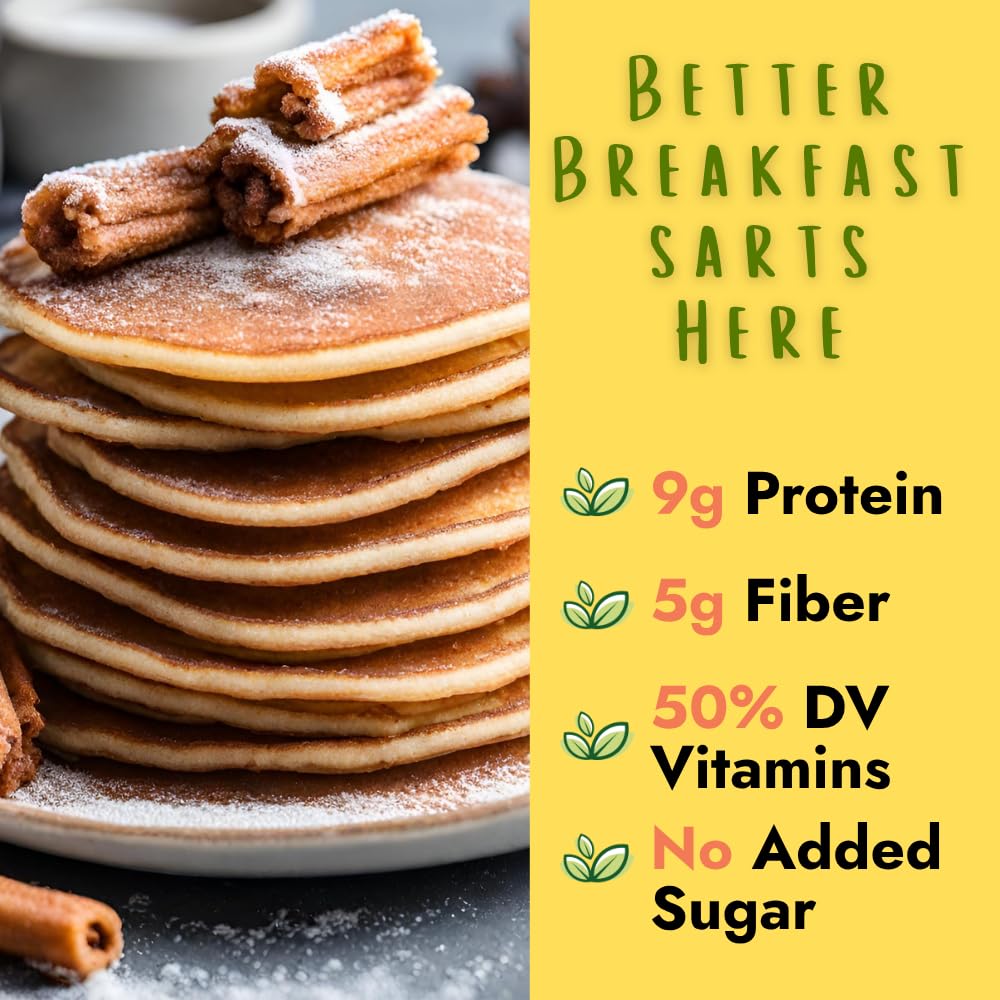 Hidden Foods Cinnamon Churro Pancake and Waffle Mix 2-Pack, High in Protein & Fiber with Hidden Fruits, Vegetables & Vitamins - Thick and Fluffy made with Oats & Flaxseed - Just Add Water
