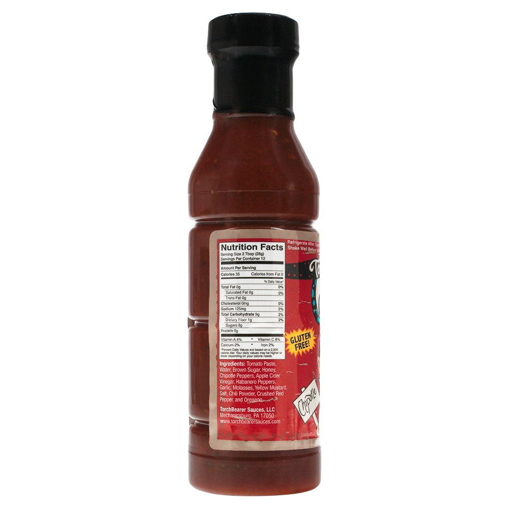 Torchbearer Sauces Chipotle BBQ Sauce, 12 ounces - Spicy - All Natural, Extract-Free, Made in USA