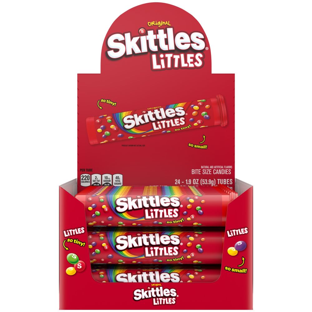 SKITTLES Original Littles Chewy Candy, Share Size, 1.9 oz Tube (Pack of 24)