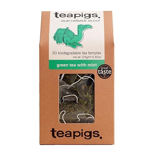 Teapigs Green Tea With Mint Bags Made With Whole Tea Leaves, Natural Ingredients, Non-GMO, Refreshing Moroccan Style – 50 Count (1 Pack of 50