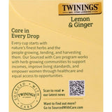 Twinings Lemon & Ginger Herbal Tea Individually Wrapped Bags, 20 Count (Pack of 1), Tangy Lemon, Spicy Ginger, Naturally Caffeine-Free, Enjoy Hot or
