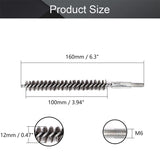 Utoolmart Stainless Steel Wire Tube Cleaning Brush, Round Chimney Cleaning Brush, M6 Threaded Interface Cleaning Brush, 12mm Diameter 160mm Length