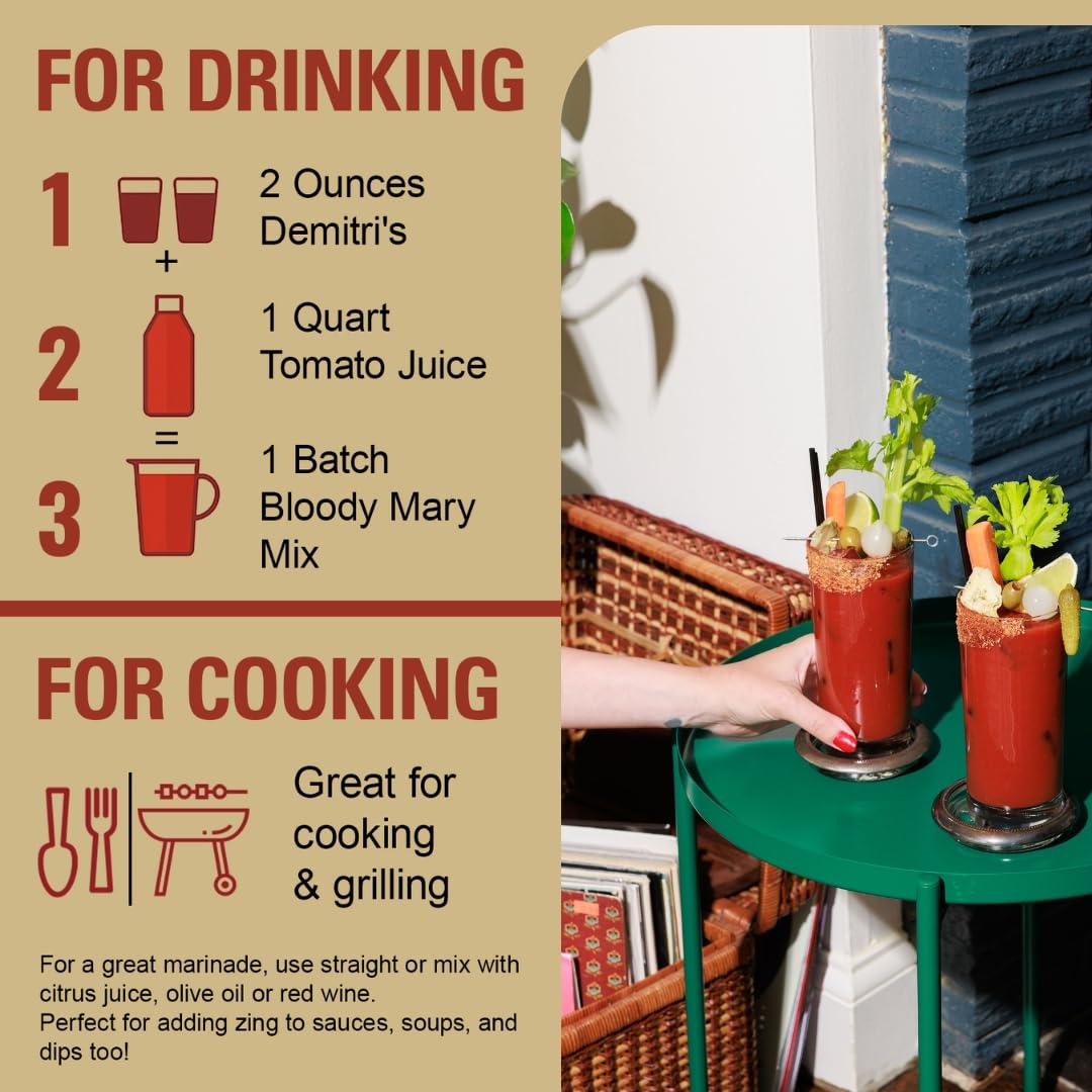 Demitri's Bloody Mary Seasoning Classic Recipe - Bloody Mary Mix - Concentrated Drink Mixer - Bold Rich Flavor - Perfect for Home Brunch Parties