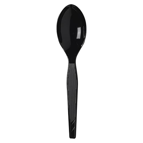 Dixie Individually Wrapped 5.6" Medium-Weight Polystyrene Plastic Teaspoon by GP PRO (Georgia-Pacific), Black, TM5W540, 540 Count (90 Spoons Per Box