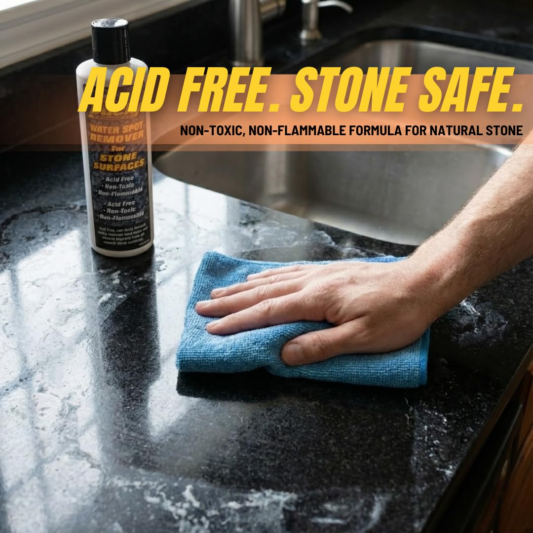 DUCKY PRODUCTS Water Spot Remover for Stone Surfaces: Cleaner for Natural Stone, Granite & Plumbing Fixtures, 8 oz