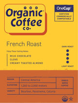 Organic Coffee Co. OneCUP French Roast 12 Ct Dark Roast Compostable Coffee Pods, K Cup Compatible including Keurig 2.0