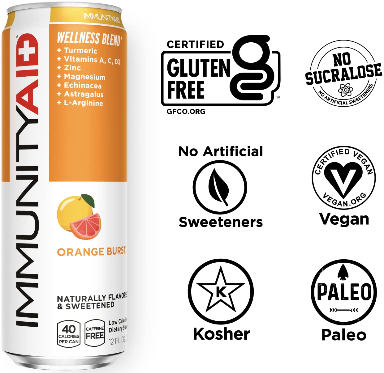 LIFEAID IMMUNITYAID Support Blend, Echinacea, Zinc, Astragalus and Vitamin C, IMMUNITY AID, 12 Fl Oz (Pack of 12)