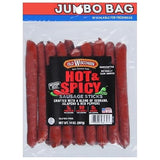 Old Wisconsin Hot & Spicy Sausage Snack Sticks, Naturally Smoked, Ready to Eat, High Protein, Low Carb, Keto, Gluten Free, 14 Ounce Resealable Package