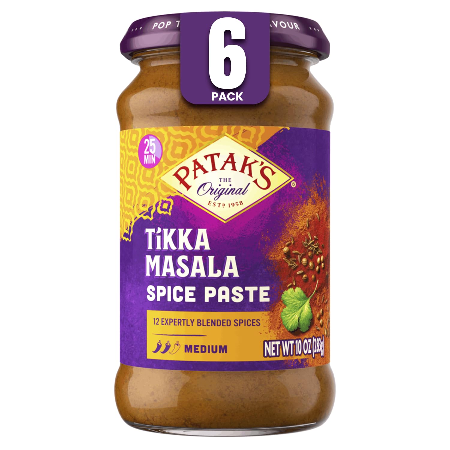 Patak’s Tikka Masala Spice Paste - Medium Indian Curry Paste w/a Blend of Freshly Ground Spices - Vegan & Gluten-Free - Flavorful Tikka Masala Curry