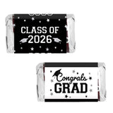 Black White Class of 2026 Graduation Mini Candy Bar Wrappers, 42 Count