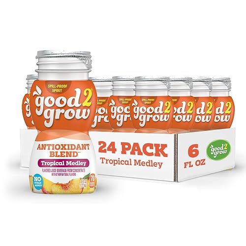 good2grow Tropical Medley Flavored Antioxidant Blend Juice for Kids - Juice Bottles Bulk 24 Pack, Reusable Bottle, No Sugar Added - 6 fl oz, Pack
