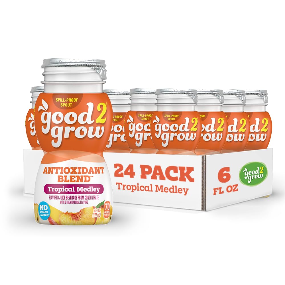 good2grow Tropical Medley Flavored Antioxidant Blend Juice for Kids - Juice Bottles Bulk 24 Pack, Reusable Bottle, No Sugar Added - 6 fl oz, Pack