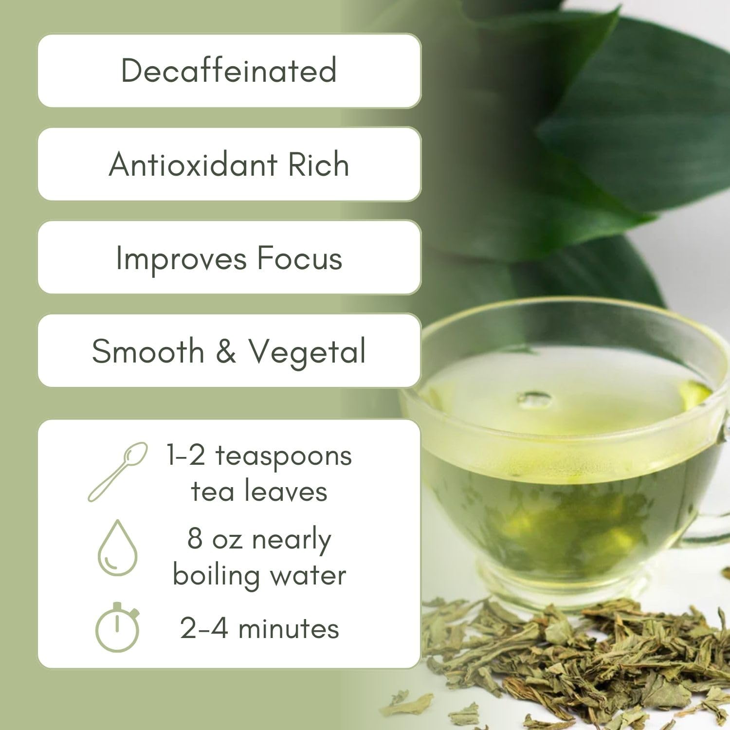 Organic Decaf Sencha Loose Leaf Tea - 1 oz Bag (Approx. 15 Servings) | Full Leaf Tea Co.