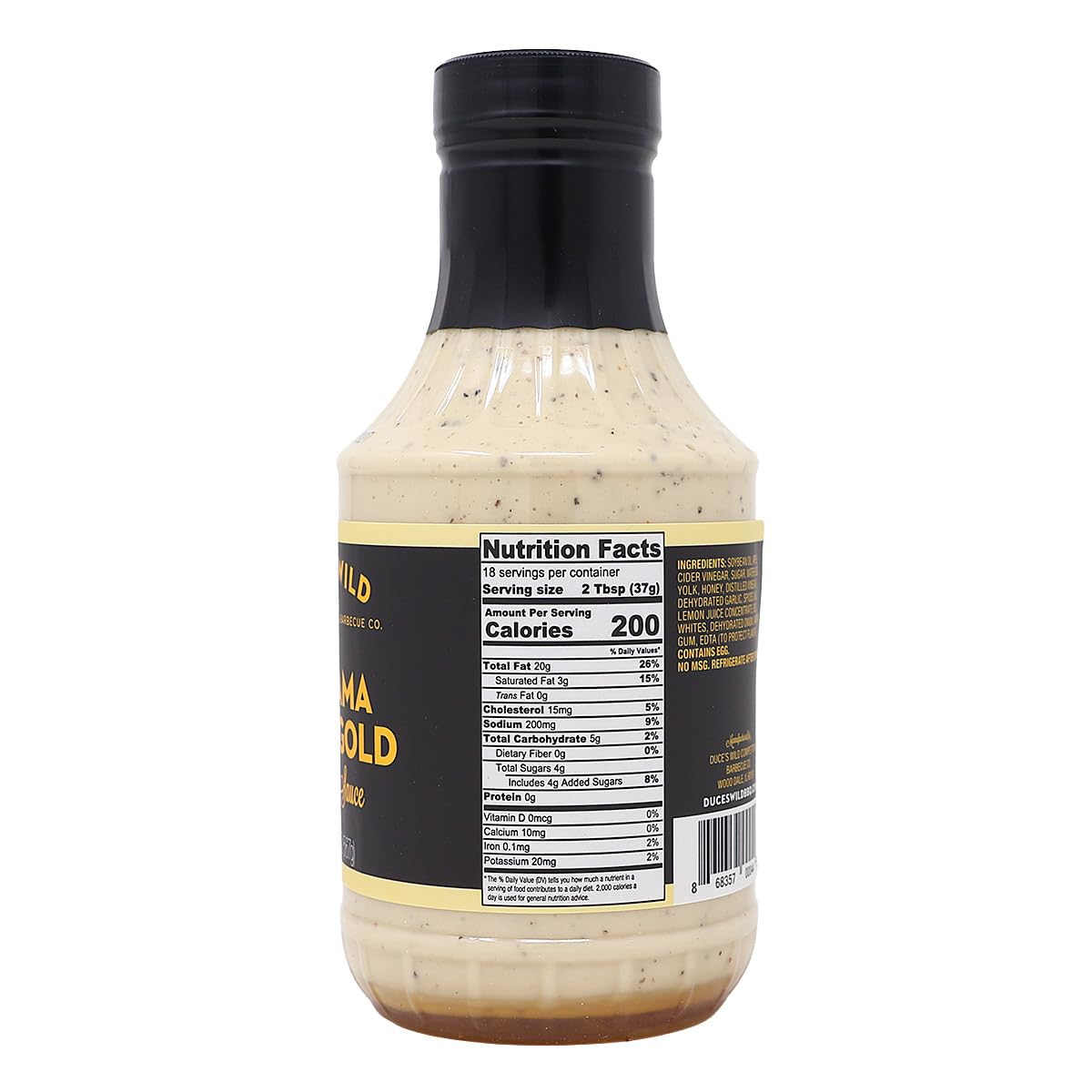 Duce’s Wild Barbecue Alabama White Sauce ‘White Gold’ - Creamy Award-Winning Mayo-Based White Sauce - Tangy, Zesty, Savory - Perfect for Chicken
