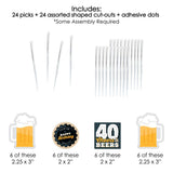 Big Dot of Happiness Cheers and Beers to 40 Years - Dessert Cupcake Toppers - 40th Birthday Party Clear Treat Picks - Set of 24
