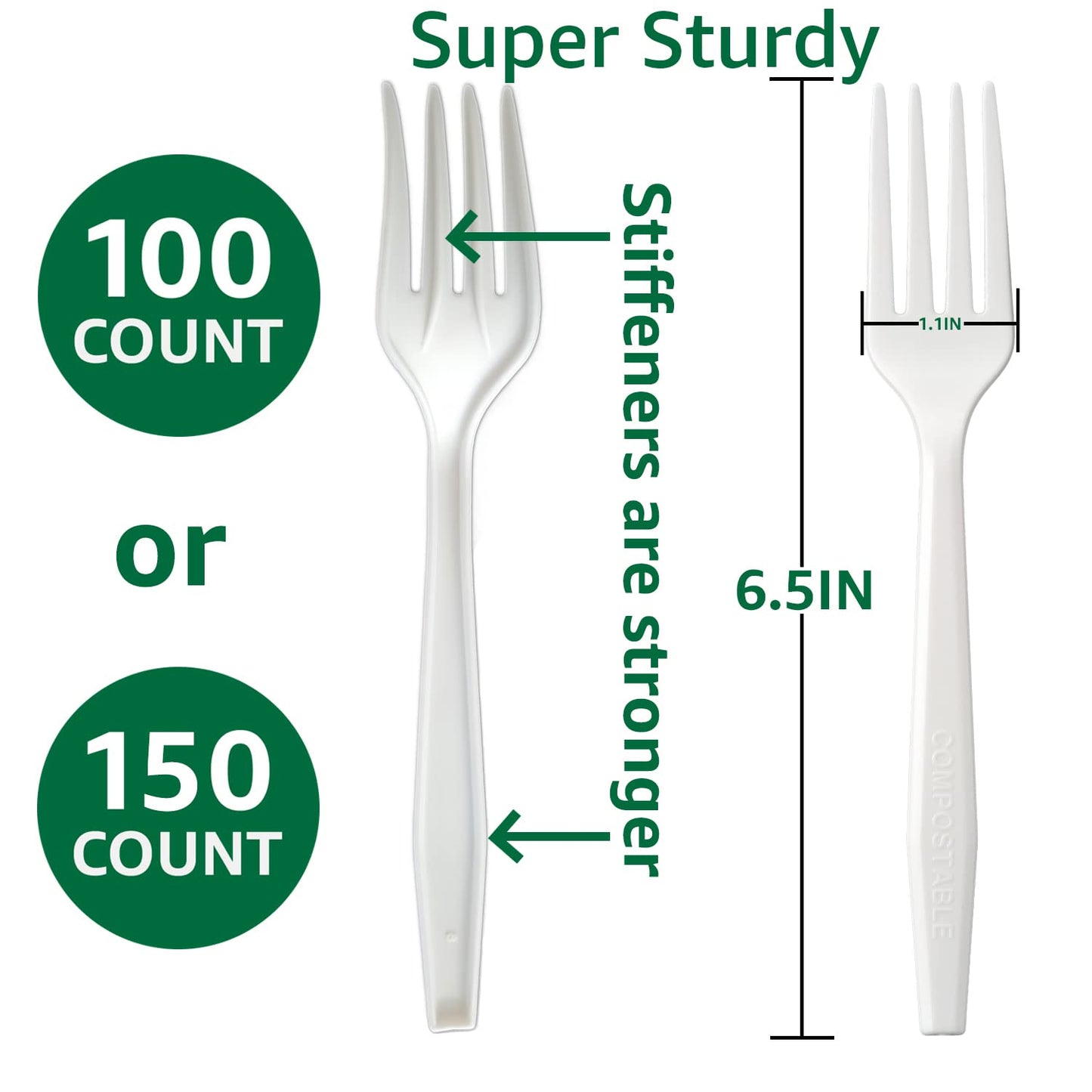 BIOCEAN 100% Compostable No Plastic Knives Forks Spoons Utensils, The Heavyweight Heavy Duty Flatware is Eco Friendly Products for Lounge Party