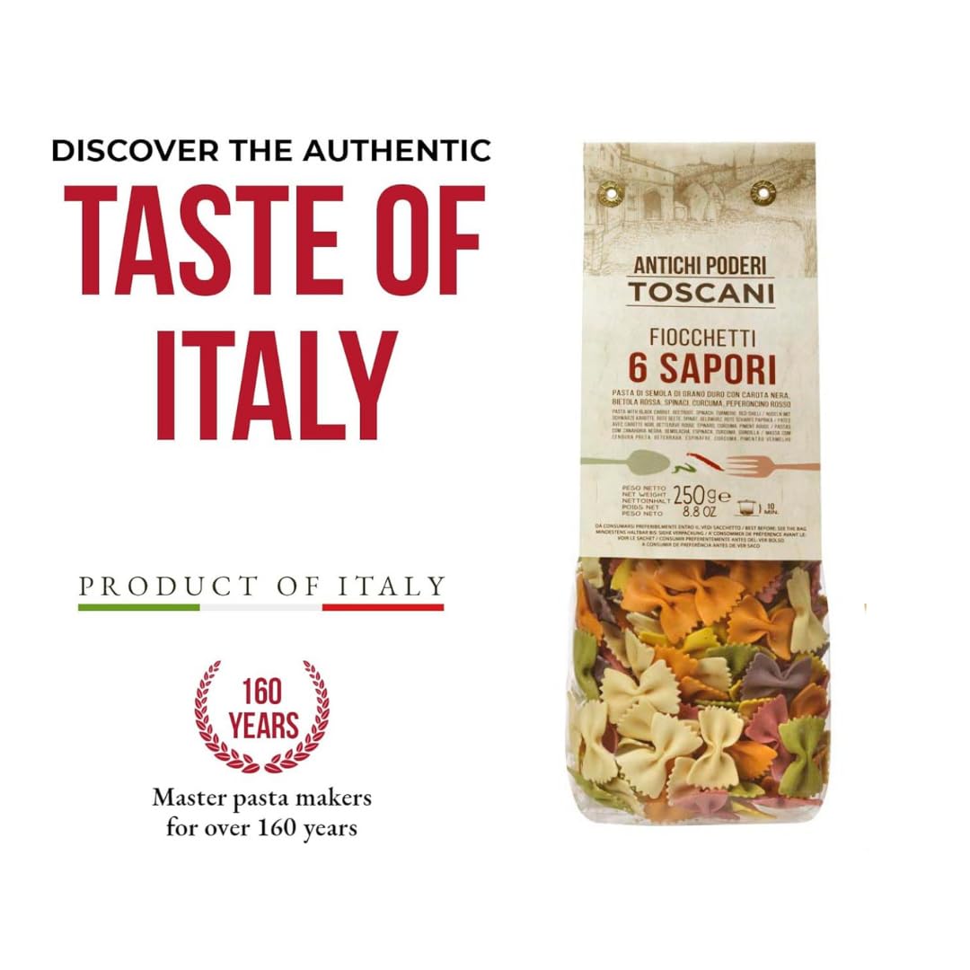ANTICHI PODERI TOSCANI Handmade Flavored Pasta Six Flavor Fiocchetti 8.8oz