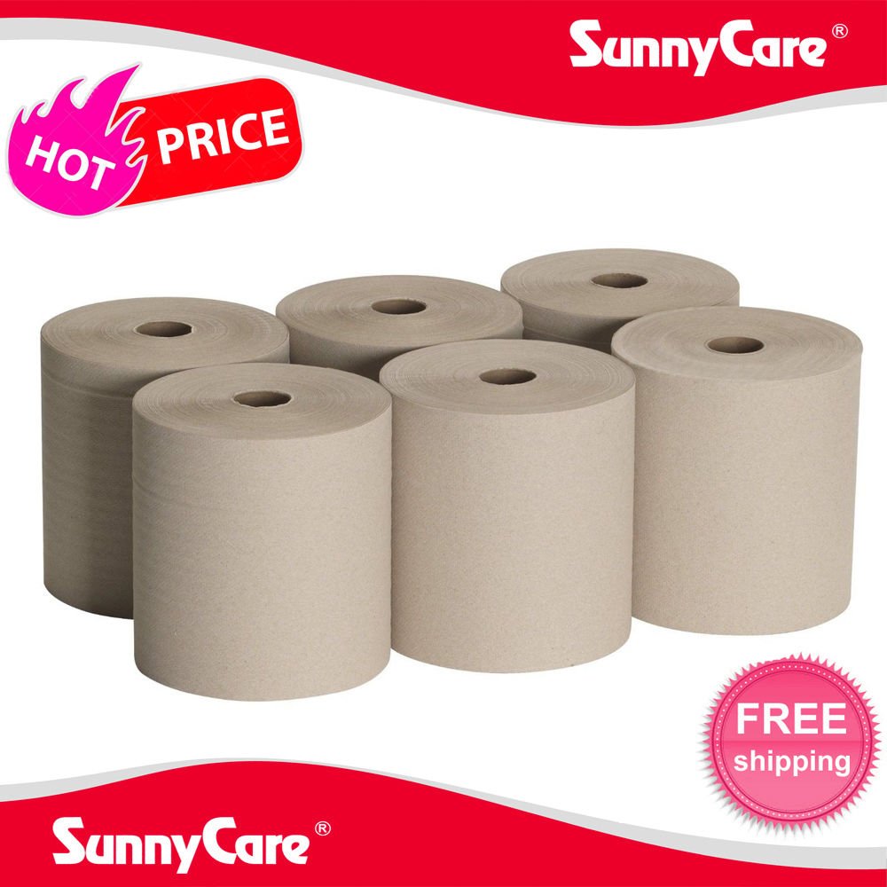 SunnyCare #5106 Brown One-Ply Hard Wound Paper Roll Towels 8"x800' ; 6 Rolls/case