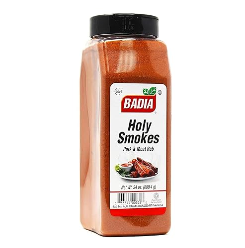 Badia Holy Smokes Pork & Meat Rub 24 oz - Bold, Smoky Flavor Blend for Grilling, Roasting, and BBQ