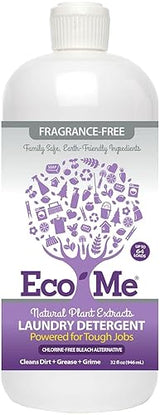 Eco-me Plant Based Concentrated Laundry Detergent, Fragrance-Free, Clear, Unscented, 32 Fl.Oz
