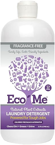 Eco-me Plant Based Concentrated Laundry Detergent, Fragrance-Free, Clear, Unscented, 32 Fl.Oz