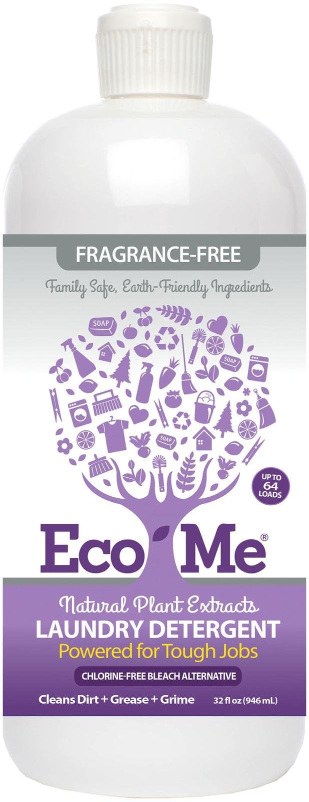Eco-me Plant Based Concentrated Laundry Detergent, Fragrance-Free, Clear, Unscented, 32 Fl.Oz