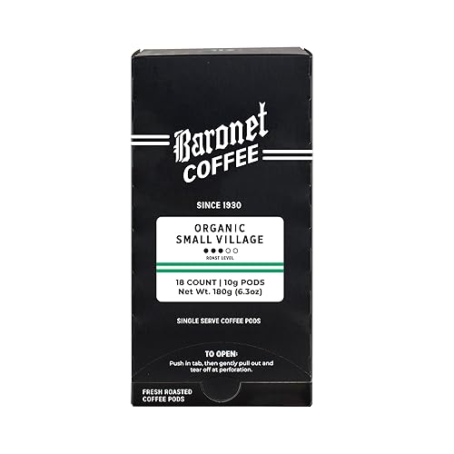 Baronet Coffee Pods [Organic Fair Trade Small Village-54 Pods] Single Cup Use, Like Senseo [3 Boxes of 18 Single Serve 10 Gram] Regular Strength, Med
