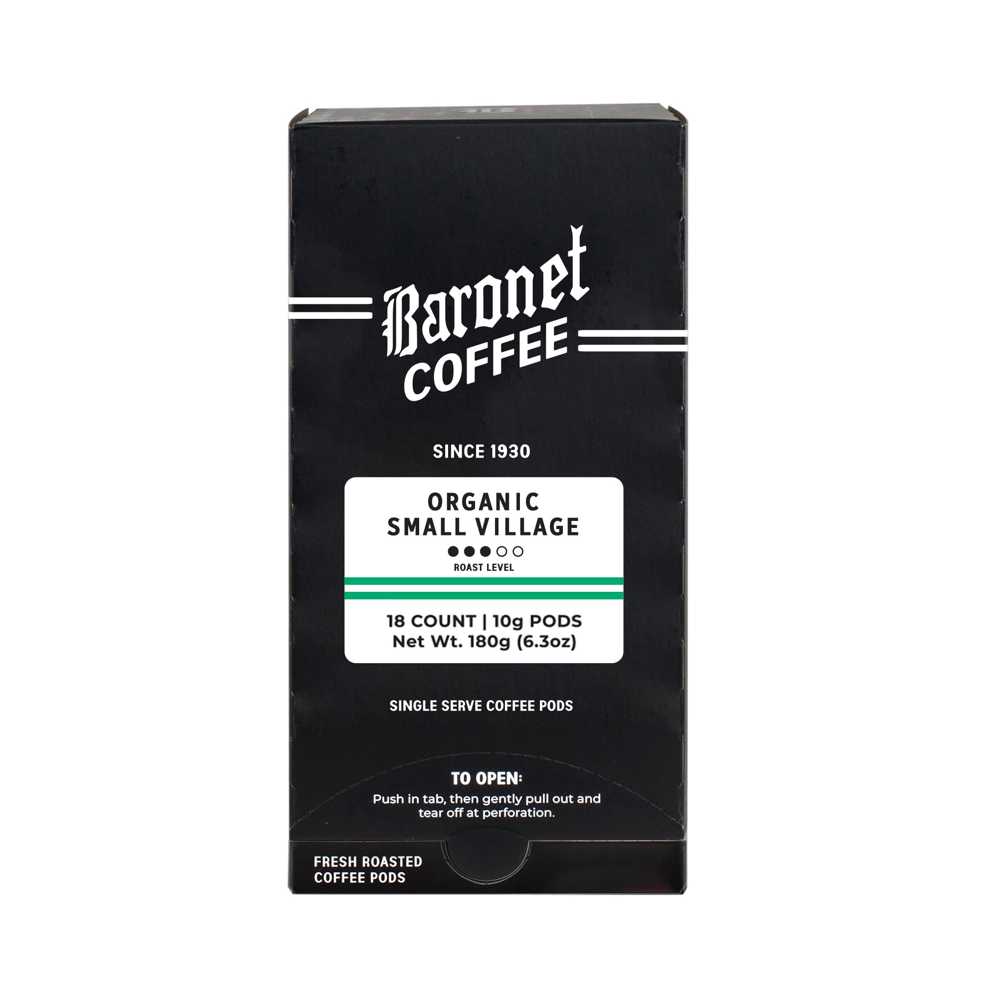 Baronet Coffee Pods [Organic Fair Trade Small Village-54 Pods] Single Cup Use, Like Senseo [3 Boxes of 18 Single Serve 10 Gram] Regular Strength, Med