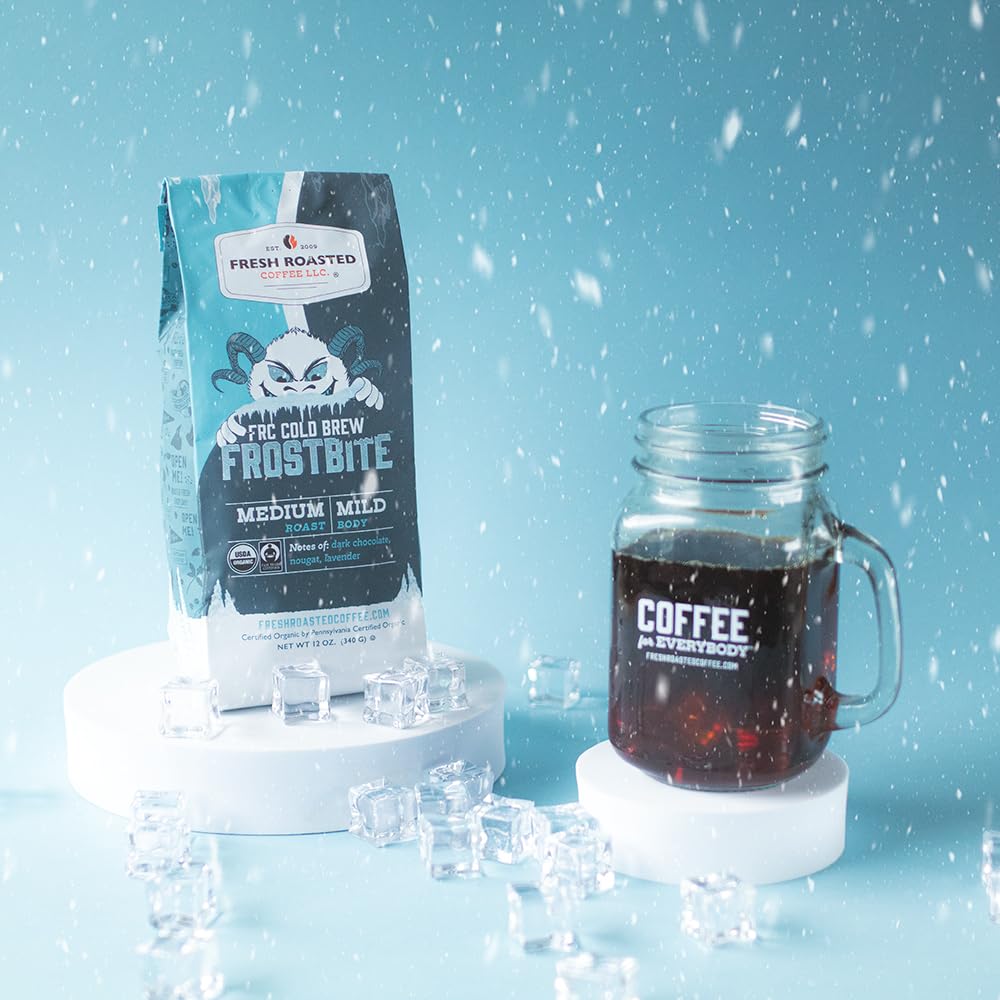 Fresh Roasted Coffee, Organic Frostbite Cold Brew Coarse Ground Coffee, Medium Roast, USDA Organic, 3rd Party Tested for Mold, Mycotoxin & Pesticides