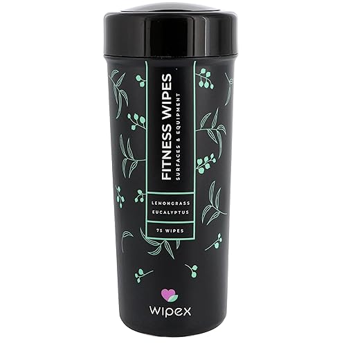 Wipex Fitness Equipment Wipes | Clean Gym Equipment, Yoga Mats, Peloton Bike Cleaner, Exercise Machine Wipes | Lemongrass, Eucalyptus, 75 Ct Canister