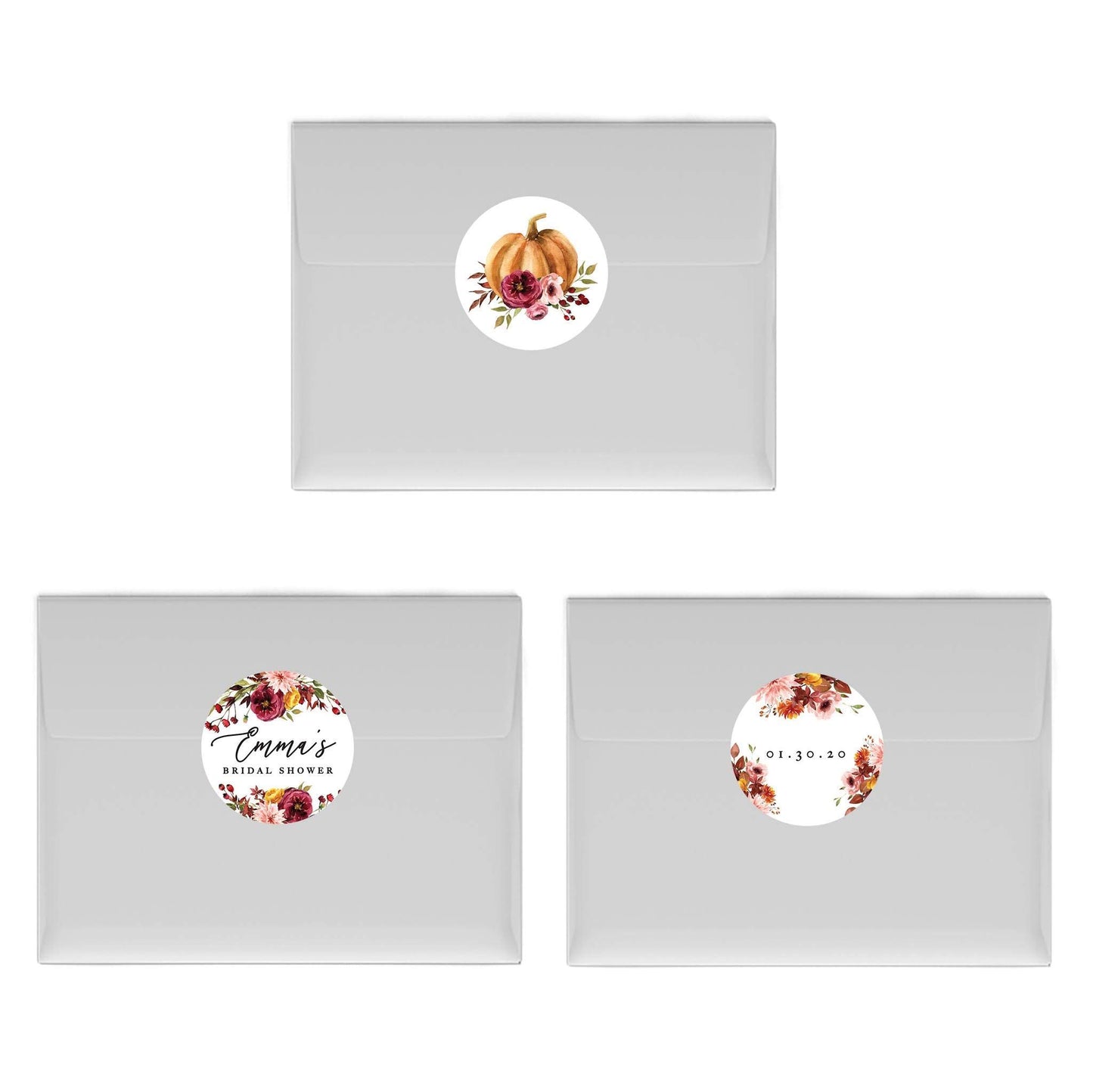Andaz Press Fall Burgundy Marsala Wedding Party Collection, Personalized Chocolate Drop Label Stickers Trio, Custom Name Bridal Shower Date, Marsala