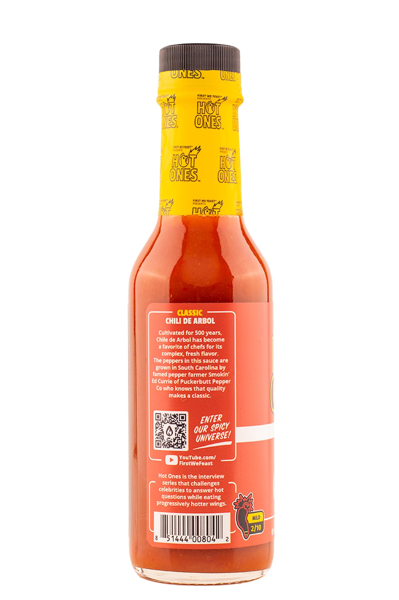 Hot Ones The Classic Hot Sauce Made With Natural Ingredients & Strong Flavors From Organic Chile De Arbol Peppers, 5 fl oz Bottle (1-Pack)