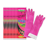 Mamison Quality Kitchen Rubber Gloves (10 Pairs, Large) Non-Slip Reusable Latex Cleaning Gloves/ Made in Korea