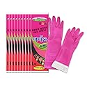 Mamison Quality Kitchen Rubber Gloves (10 Pairs, Large) Non-Slip Reusable Latex Cleaning Gloves/ Made in Korea