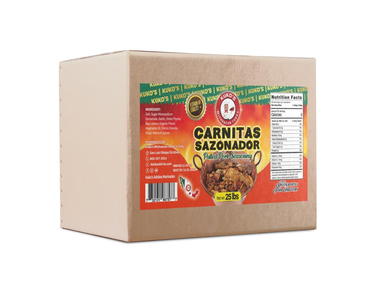 Carnitas Seasoning 25 lbs - Authentic Mexican Spice Blend for Pulled Pork