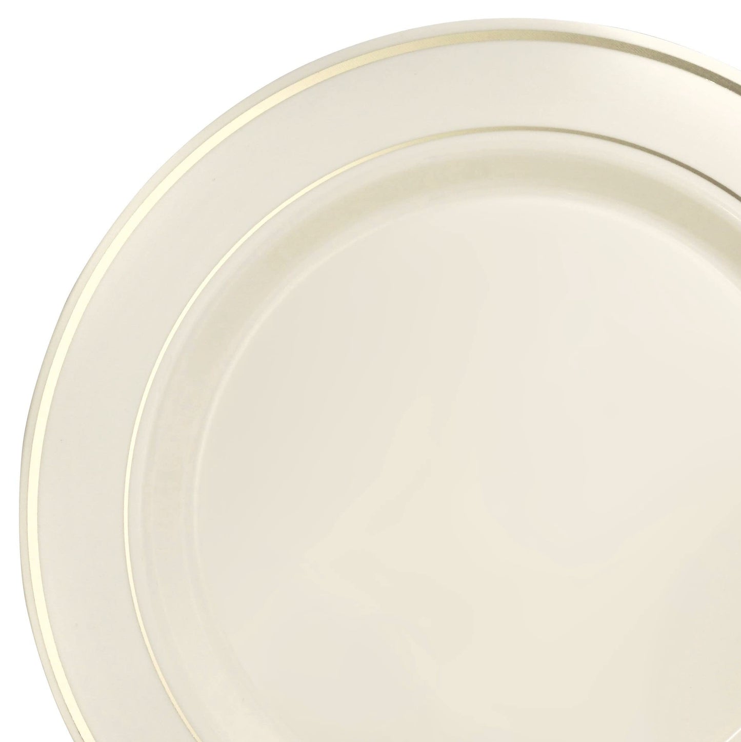 " OCCASIONS " 120 Plates Pack, Heavyweight Premium Disposable Plastic Plates Set 60 x 10.5'' Dinner + 60 x 6.25'' Dessert/Cake Plates (Ivory & Gold