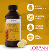 LorAnn Butter Vanilla Bakery Emulsion, 4 oz - Intense Butter Vanilla Flavor Extract for Baking, Cookies, Frosting, Ice Cream, Smoothies and Beverage