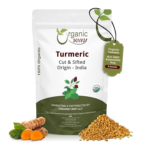Organic Way Turmeric Root Cut & Sifted (Curcuma Longa) - Herbal Tea | Kosher & USDA Certified | Vegan, Non-GMO & Gluten Free | Tested for Heavy Metal
